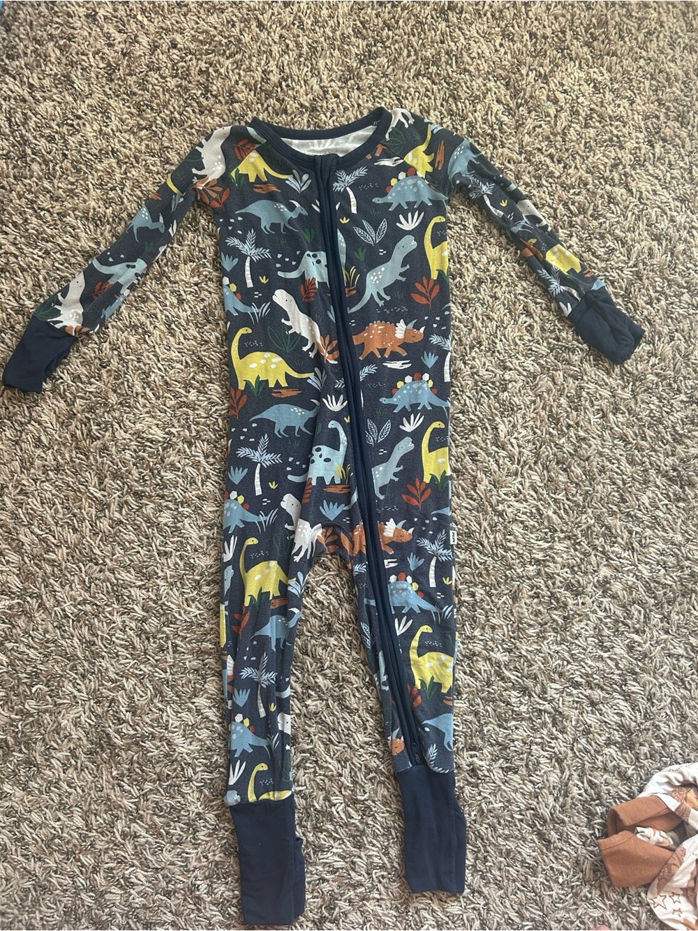 Little Sleepies Navy Dinosaur Zip One-Piece Pajamas
